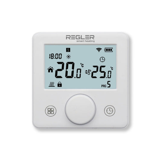 Termostat de cameră Regler RG-311W-WF, baterie, fără fir, alb, compatibil cu Tuya