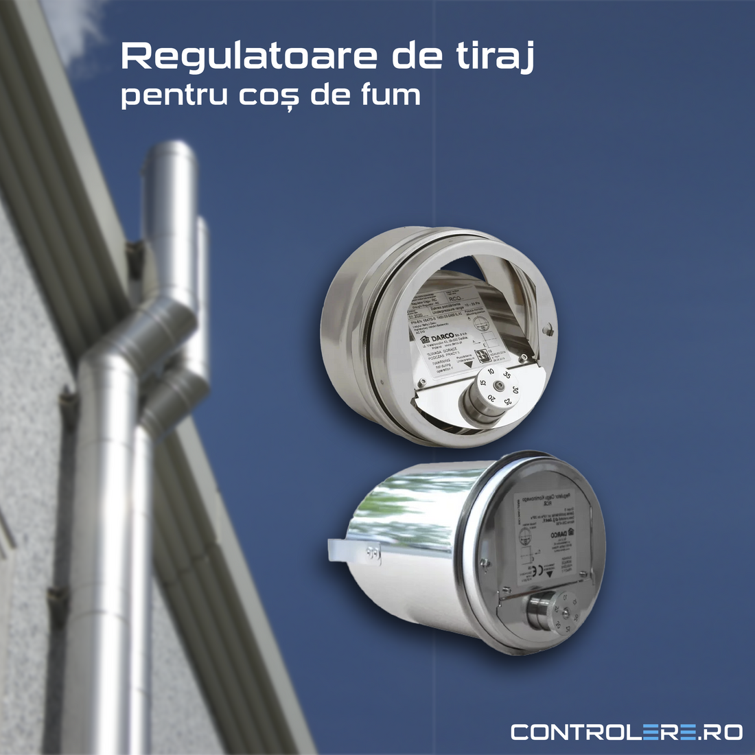 Regulatorul de tiraj RCO / RCR pentru coșuri de fum