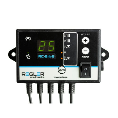 Regler RC-24v2 este un controler de pompa de recirculare care comandă pompa de încălzire (IC), pompa de boiler (ACM) sau pompa de anti condens (By-Pass)