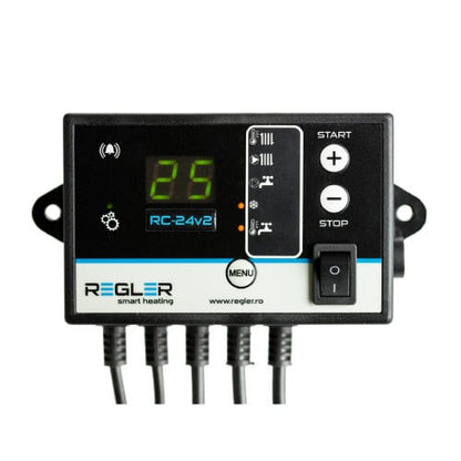 Regler RC-24v2 este un controler de pompa de recirculare care comandă pompa de încălzire (IC), pompa de boiler (ACM) sau pompa de anti condens (By-Pass)