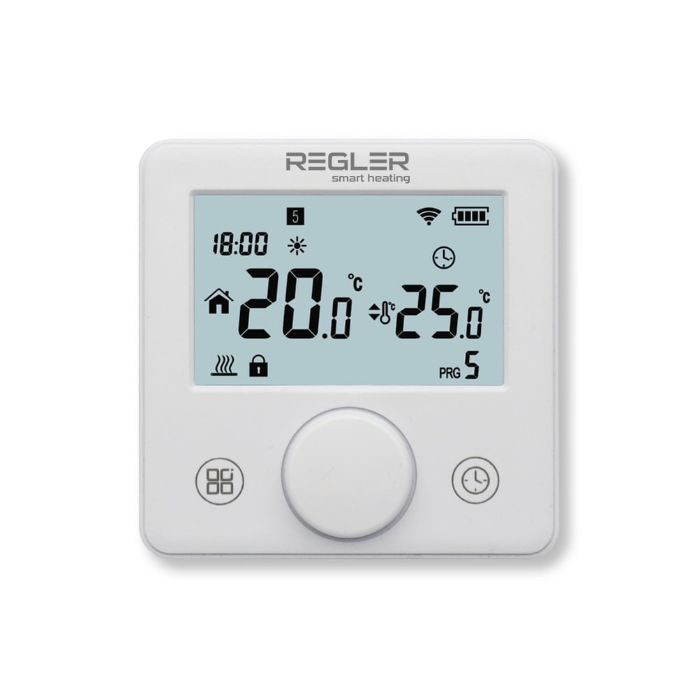 Termostat de cameră Regler RG-311W-WF, baterie, fără fir, alb, compatibil cu Tuya